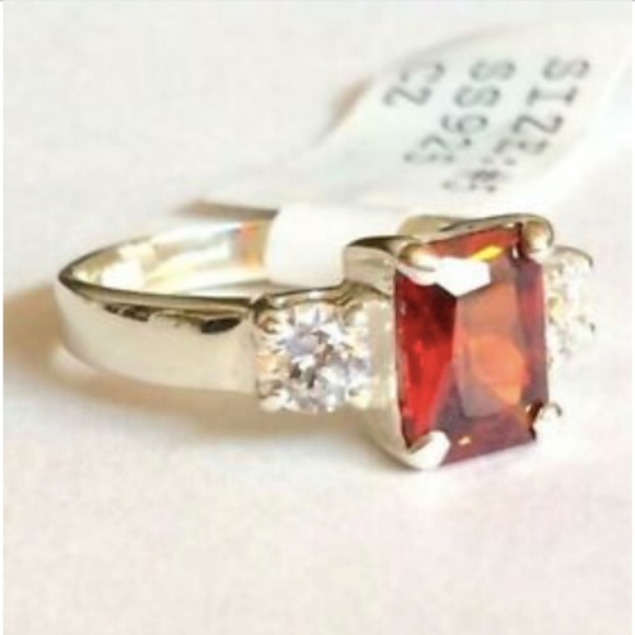 Sterling Silver Garnet Cocktail Ring 6 7 9 10 Red Cubic Zirconia 925 CZ NWT - Picture 2 of 8